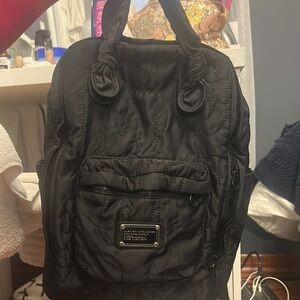 Black Marc Jacobs Quilted Nylon workwear backpack with Front Pocket